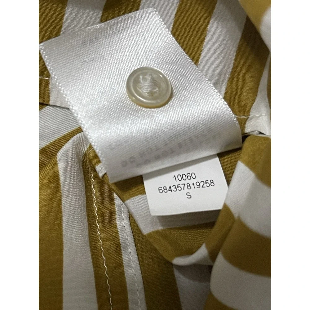 AYR Women's The Deep End Yellow White Striped Buttoned Down Silk Blend Shirt‎ S - Picture 4 of 8